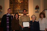  Jose Aponte Sr. receives the Deacon's Service Award for his work organizing blood drives at the church. Also pictured are Pastor Ken Good and Deacons Nora Watson, Ina Campbell, and Debi Cook.
